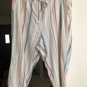 Cropped striped linen pants